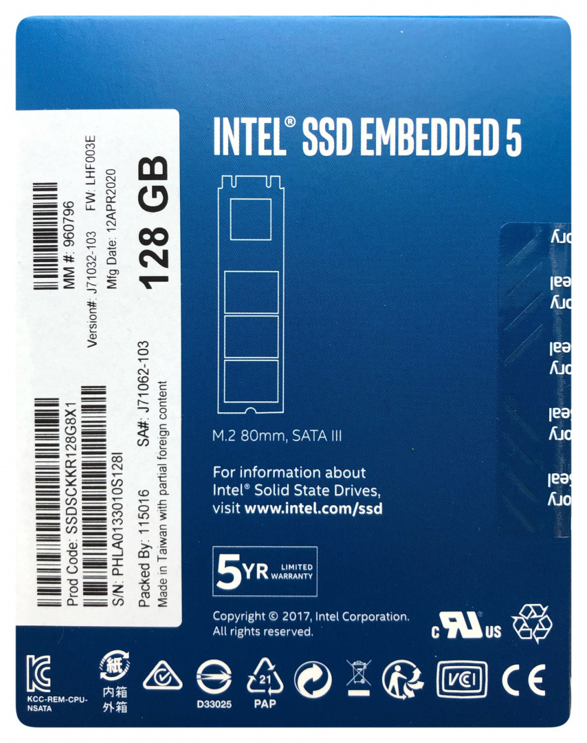 Dysk SSD Intel E5100s M.2, 128GB (PO ZWROCIE)
