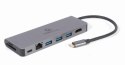 Adapter USB-C męski do Hub 3.0 + HDMI + PD + czytnik kard + RJ-45 Gembird A-CM-COMBO5-05 Gembird
