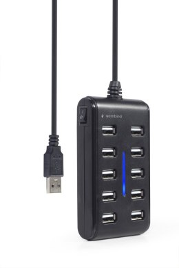 Hub USB 2.0 10-Portowy z włącznikiem Gembird (czarny) Gembird